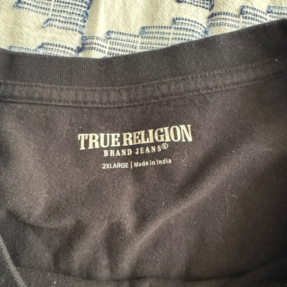 True Religion Black T-Shirt with Gold Graphic Logo